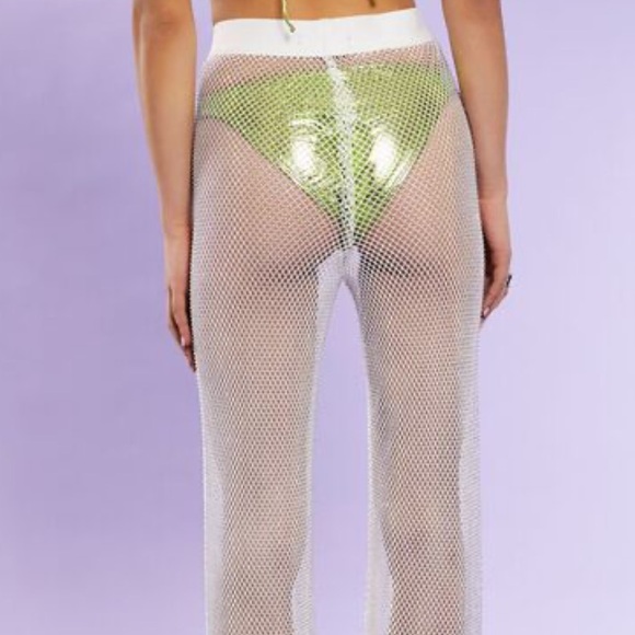 Rhinestone Netted Wide-Leg Cover up pants - Picture 4 of 8
